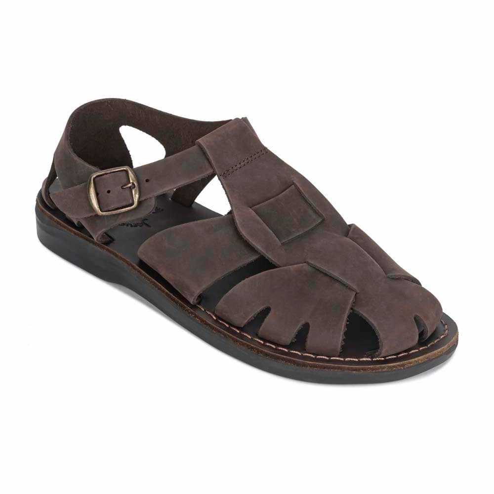 Men's Finn Leather Closed-Toe Sandals - Brown