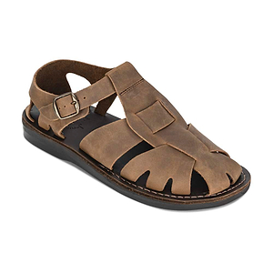Men's Finn Leather Closed-Toe Sandals - Black