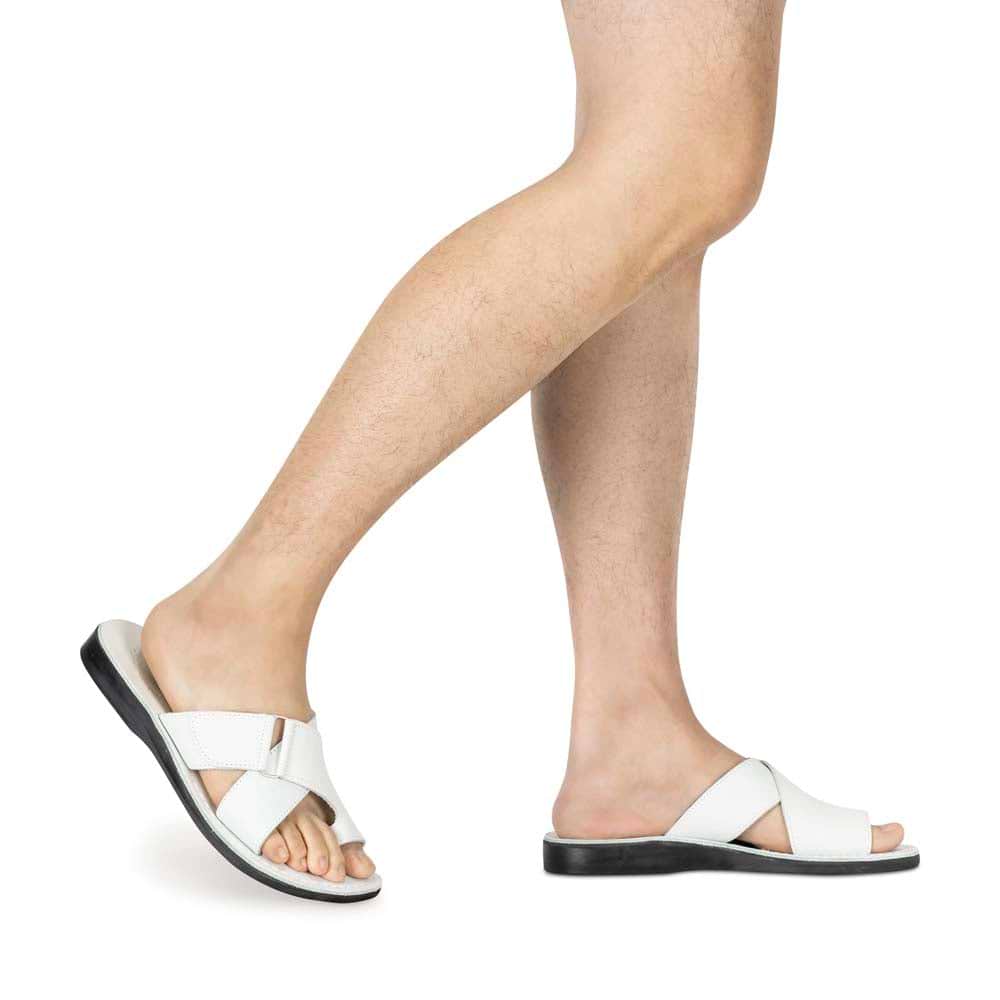 Al Rabee Italian Leather Sandals Men 10 43 Handmade Slip-On Slide Platform White Mens italian sandals - Gem main image 2