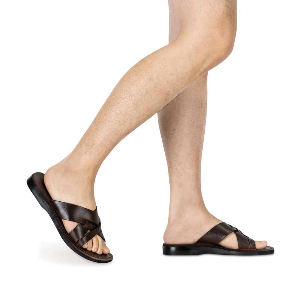 Jesse Brown Slide, Woven Strap Men's Leather Sandals