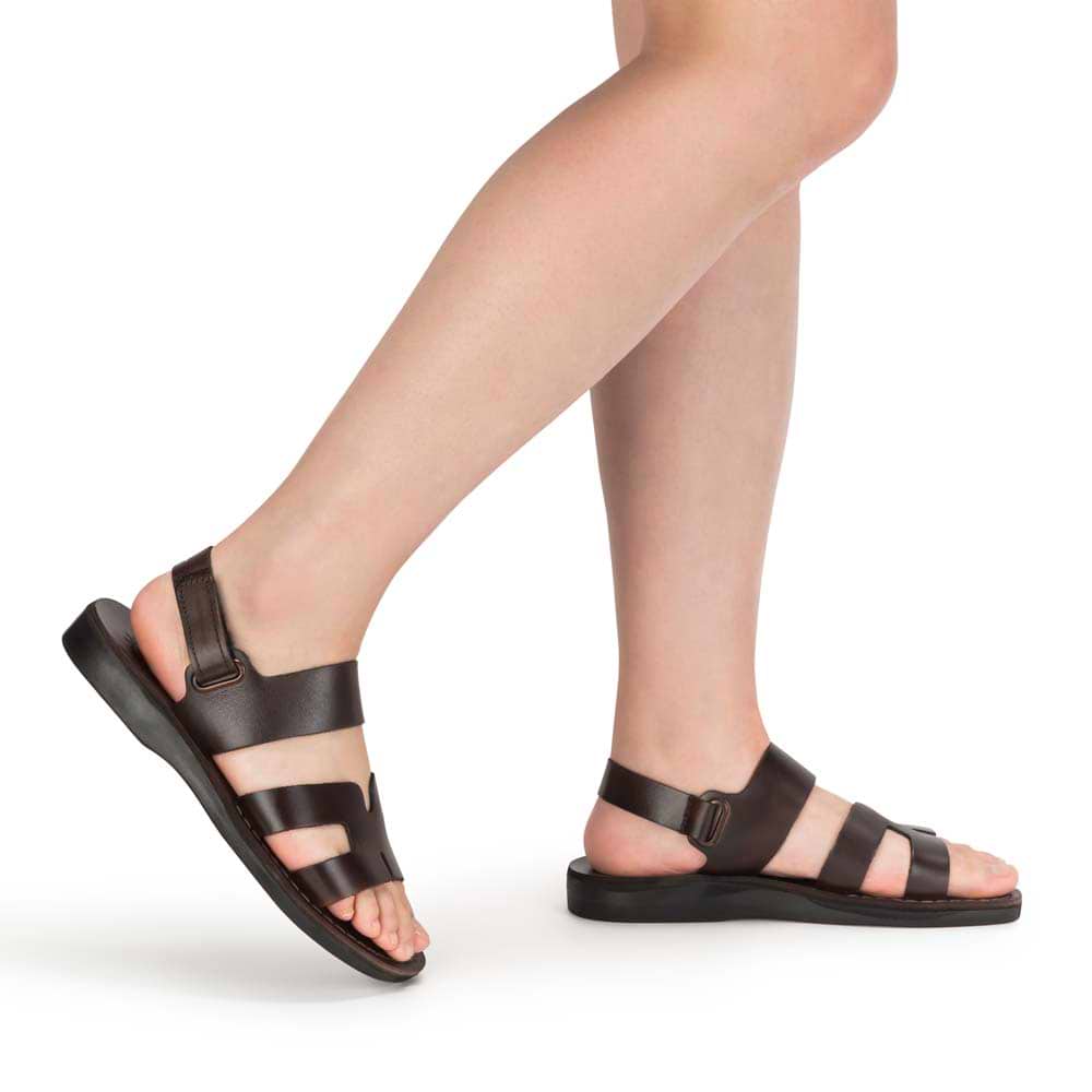 Anna | Brown Leather Slingback Flat Sandal