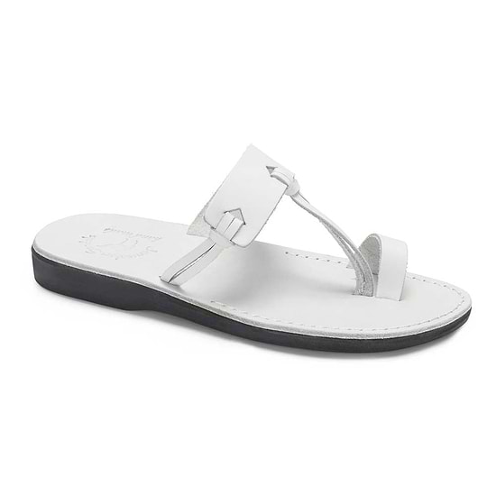David White, handmade leather slide Jerusalem sandals - Front View