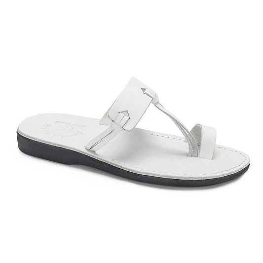David White, handmade leather slide Jerusalem sandals - Front View