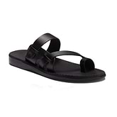 Jabin - Leather Toe Loop Sandal | Black