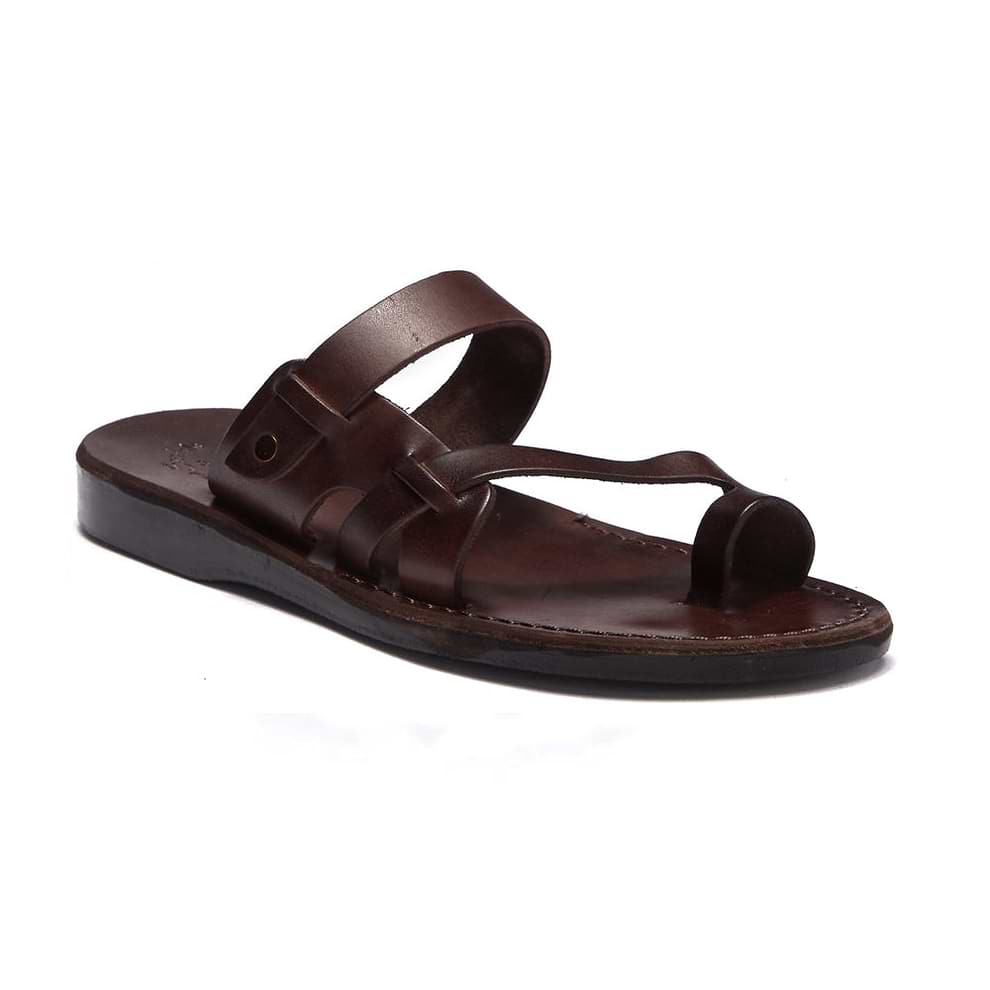 Handcrafted Men's Toe Loop Sandals Jabin Brown - Main Image