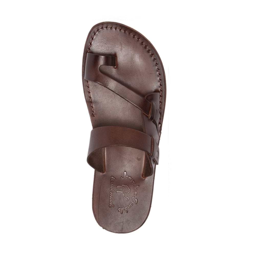 Jerusalem Sandals Mens Brown Leather Handmade Toe Loop Gladiator Sandals Size 46 Handmade Brown Leather Gladiator Sandals: Men main image 4