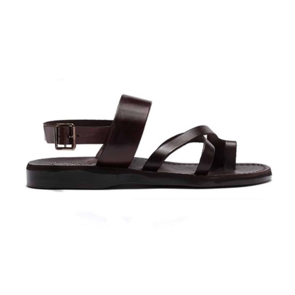 Jerusalem Amos Flat Sandals Ankle Strap Toe Loop‎ Adjustable Leather Black 13 46 Amos - Leather Ankle Strap Flat Sandal - Black, Black, 7  main image 4