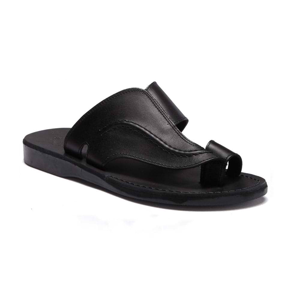 Jerusalem Sandals Peter - Leather Toe Strap Sandal - Mens Sandals, Men's, Size: 46, Black