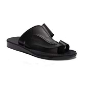 Peter | Black Leather Toe Strap Sandal