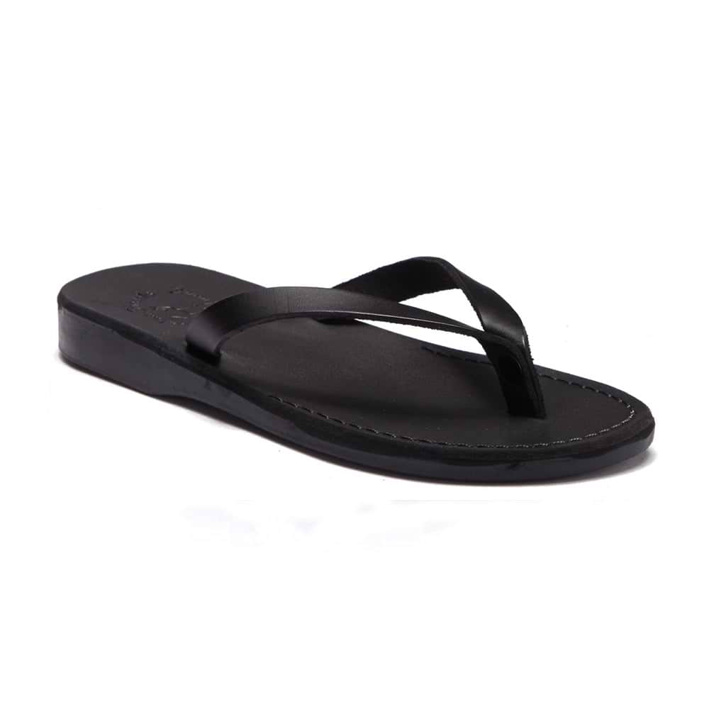 Jaffa | Black Leather Flip Flop Sandal