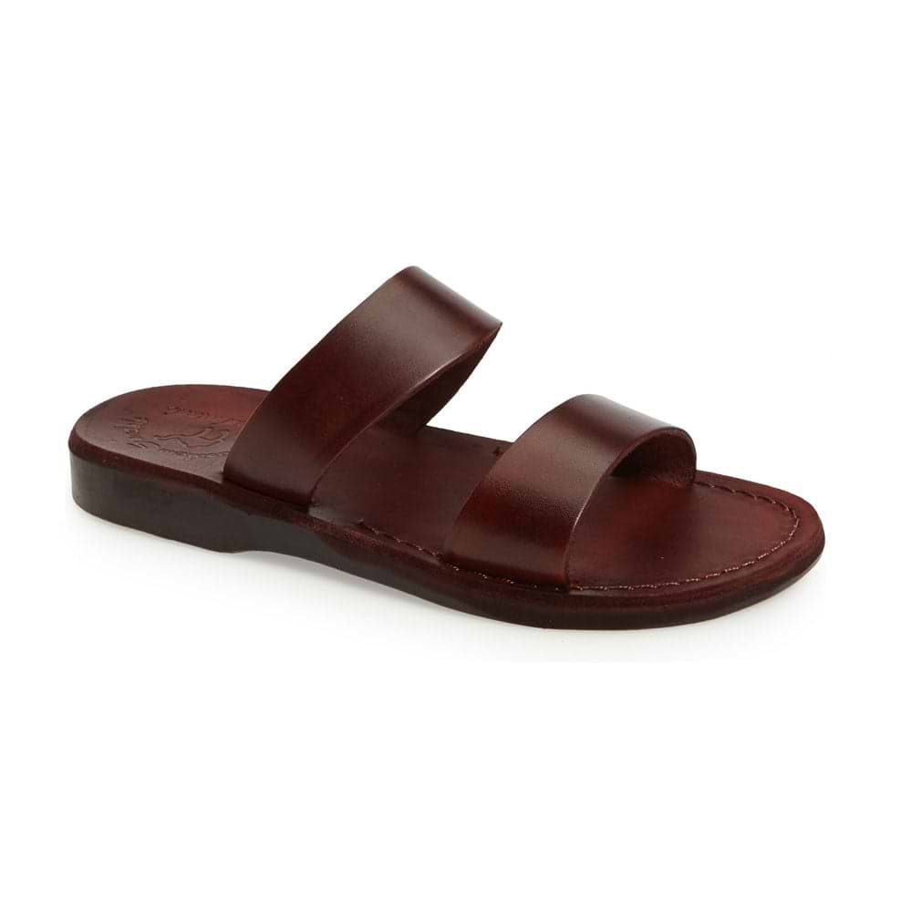 Men\'s Double-Strap Leather Sandals - Brown, made in Jerusalem Jerobaal Handmade Men main image 2