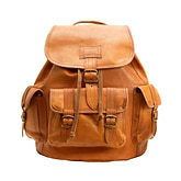 Handcrafted Brown Leather Backpack - Side Pockets