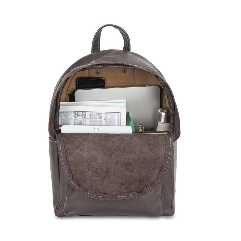 Leather Backpack - Dark Brown, Size Regular