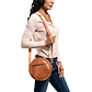 Round Leather Bag in Honey color - Model View