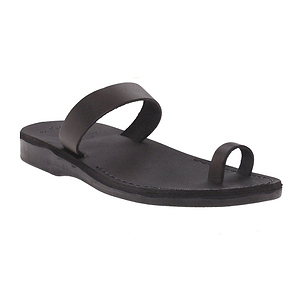 Jerusalem Amos Flat Sandals Ankle Strap Toe Loop‎ Adjustable Leather Black 13 46 Amos - Leather Ankle Strap Flat Sandal - Black, Black, 7  main image 2