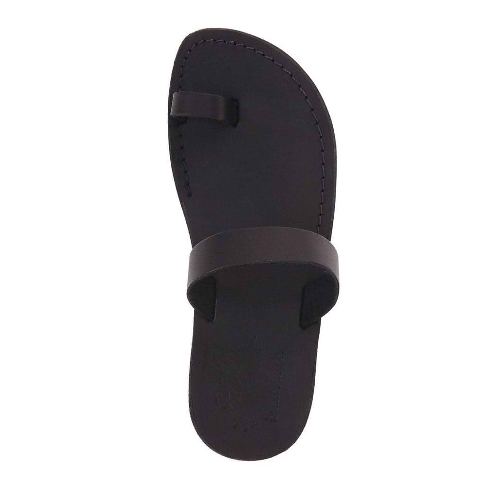 Eden Leather Toe Ring Minimalist Sandal Black - Main Image