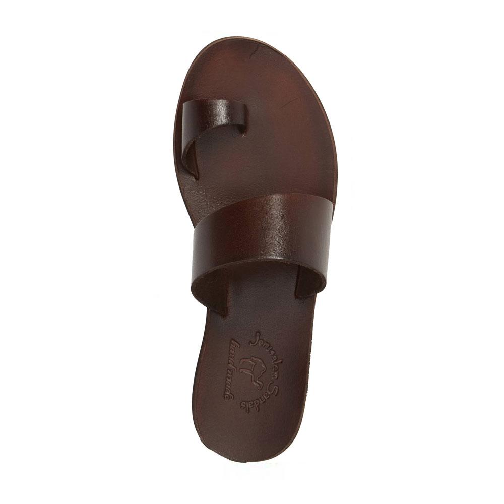 Leather Women's Toe Loop Sandals - Abra Brown
