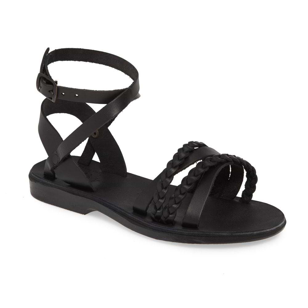 Asa | Black Leather Crossover Sandal