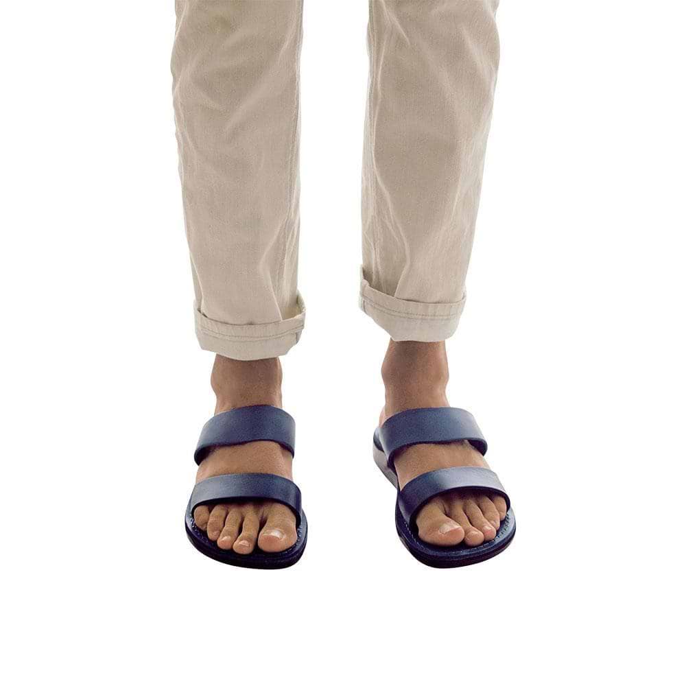 Aviv | Blue Leather Double Strap Sandal
