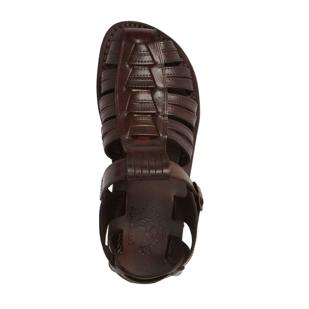 Mens Leather Sandals | Barak - Men's Leather Closed Toe Sandal | Brown