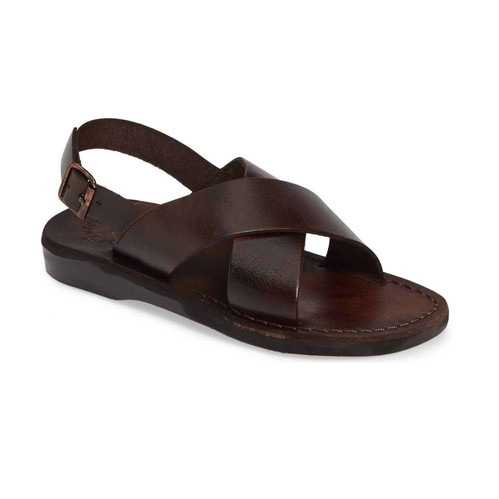 Elan Buckle Leather Sandal - Brown