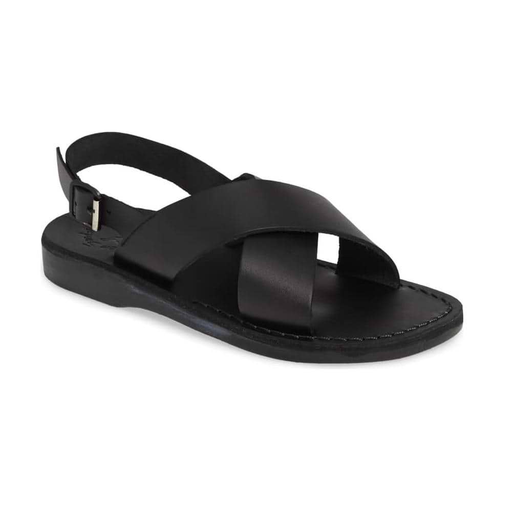 Elan Buckle | Men's Black Leather Thick Strap Sandal