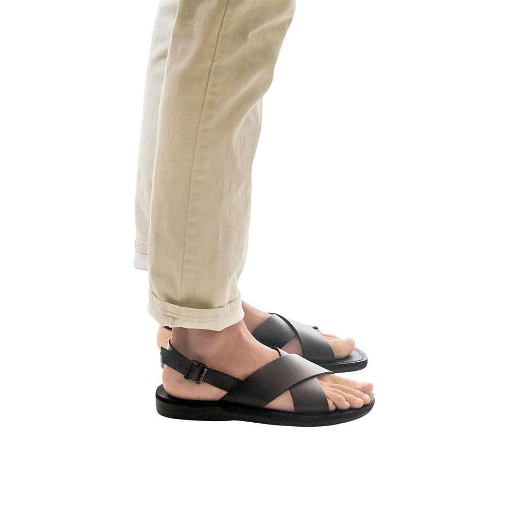 Elan Buckle | Men's Black Leather Thick Strap Sandal
