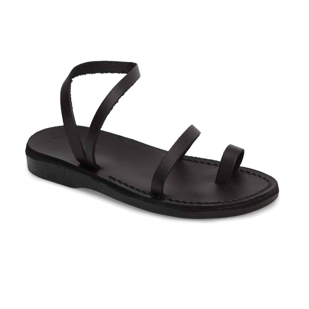 Peter Leather Toe Strap Sandal Black