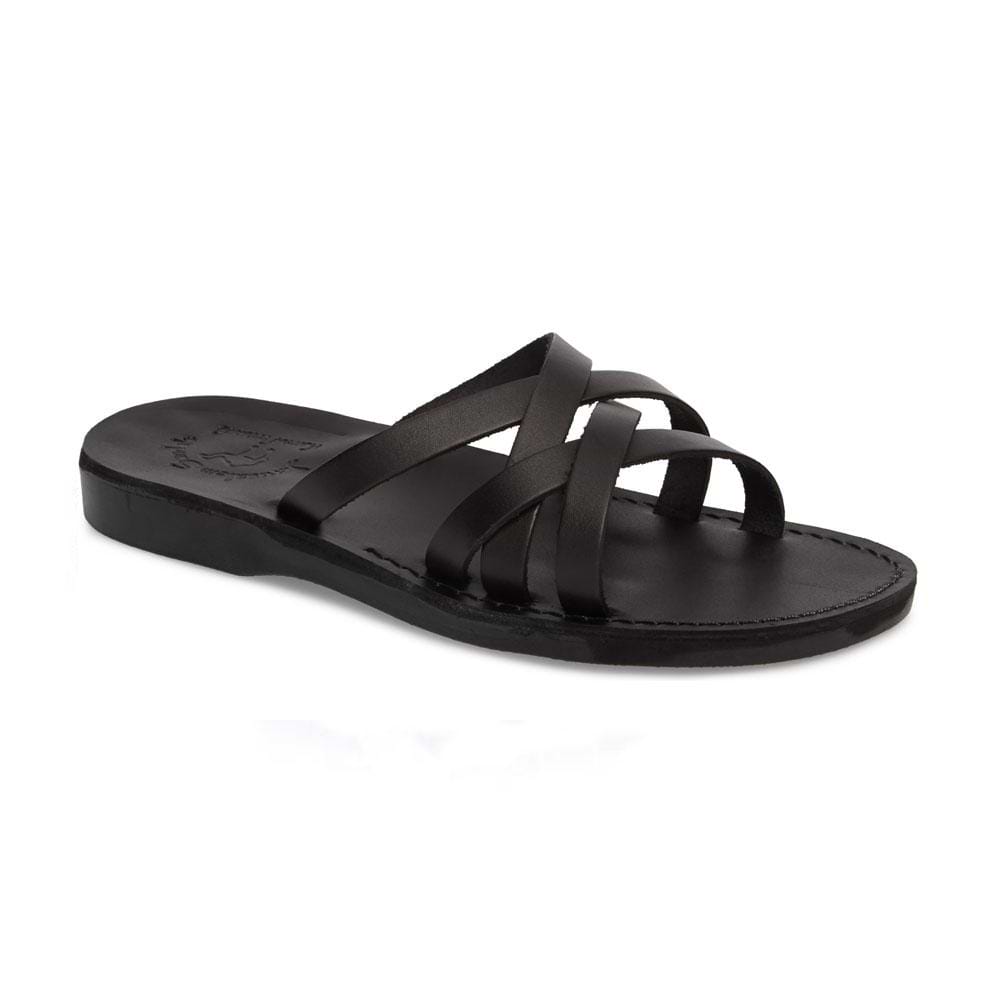 GAD | Black Leather Criss Cross Strap Sandal
