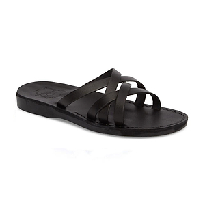 GAD | Black Leather Criss Cross Strap Sandal display picture 2