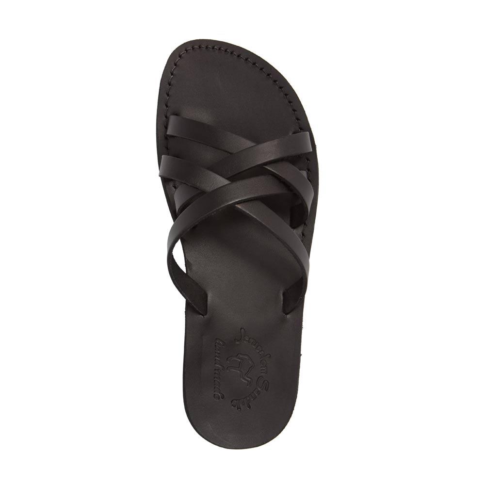 GAD | Black Leather Criss Cross Strap Sandal display picture 1