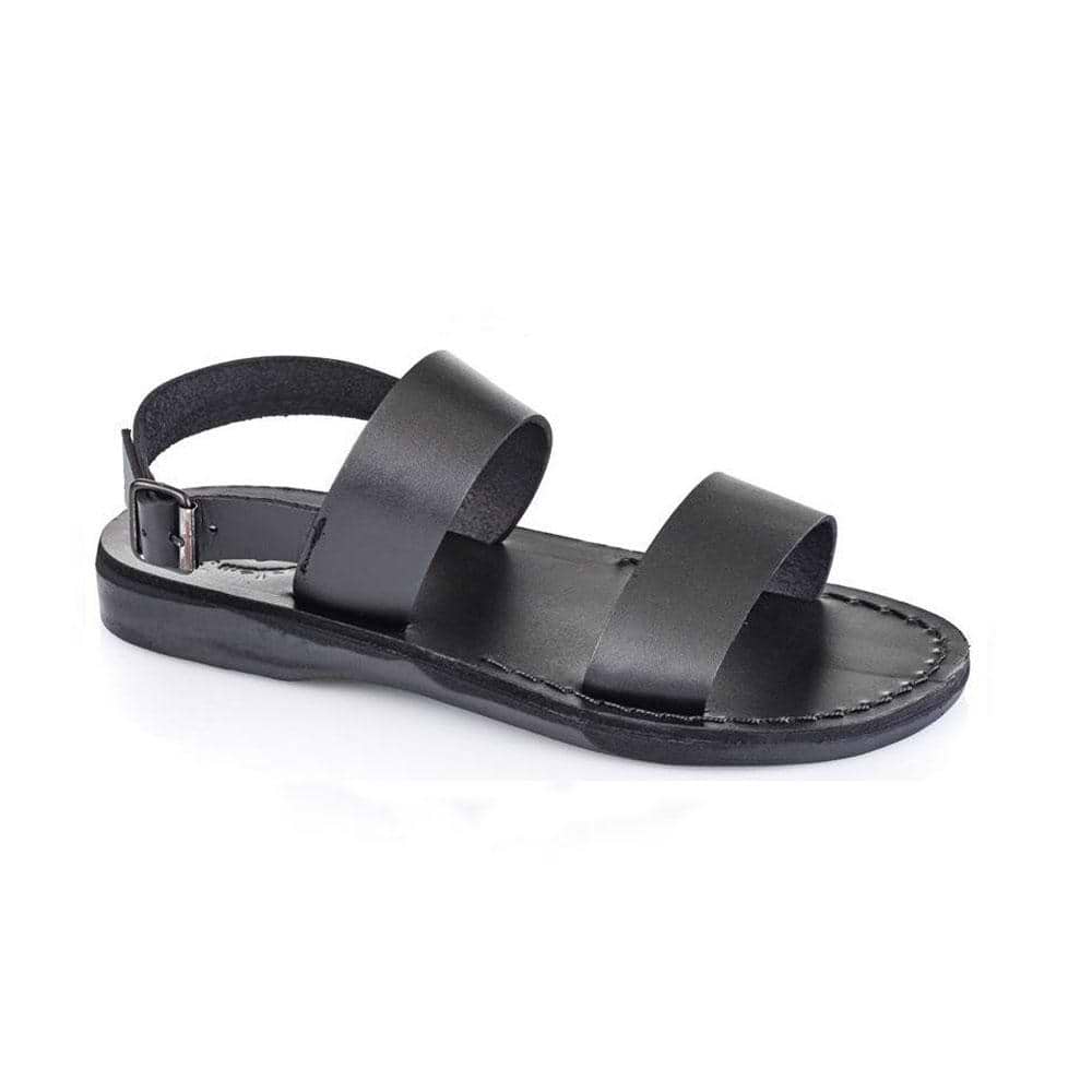 Golan Men's Black Leather Two-Strap Sandal - Main Image