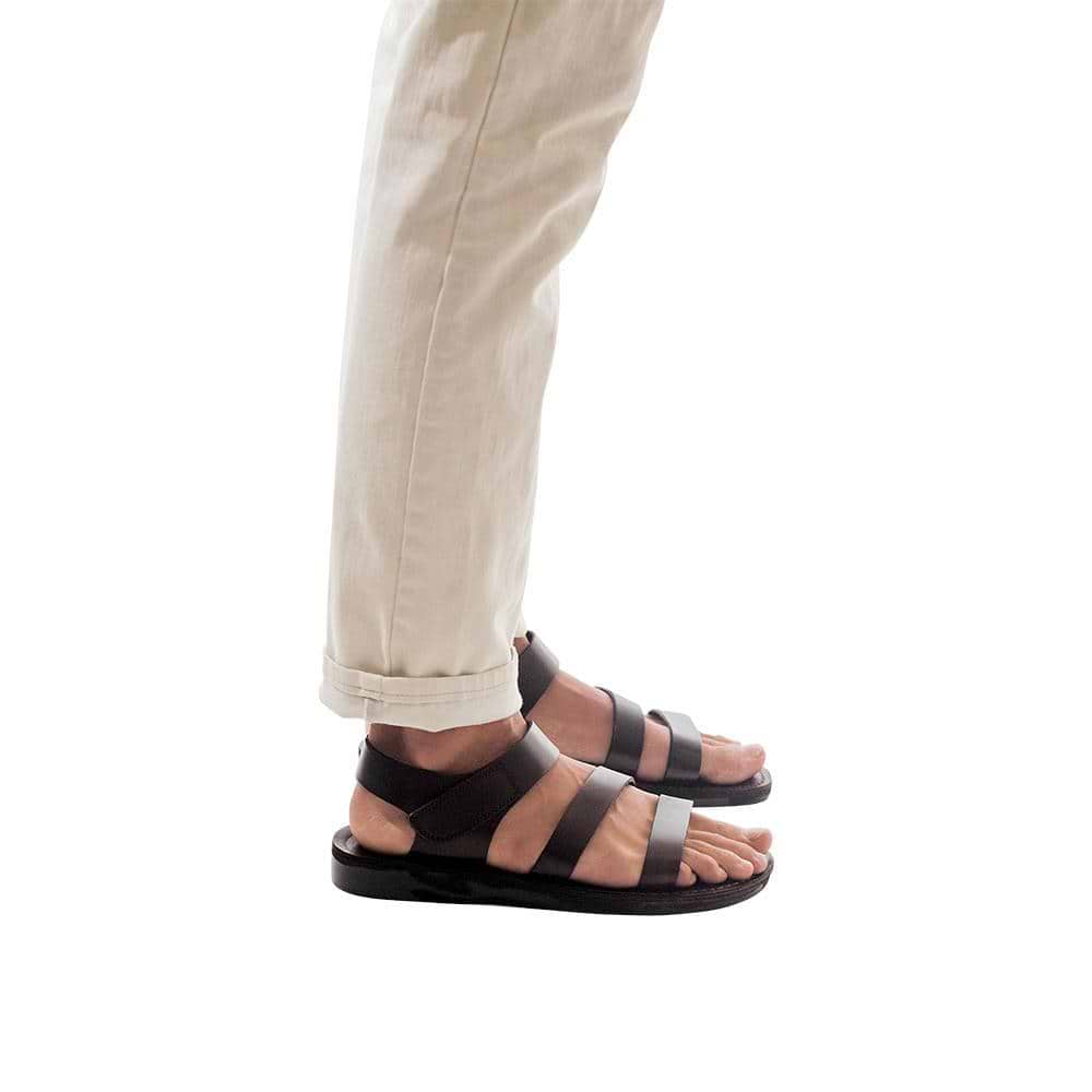 Jared Leather Velcro Strap Sandal Brown