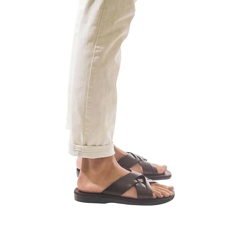 Jesse Brown Slide, Woven Strap - Men's Leather Sandals