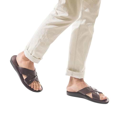 Jesse Brown Slide, Woven Strap - Men's Leather Sandals