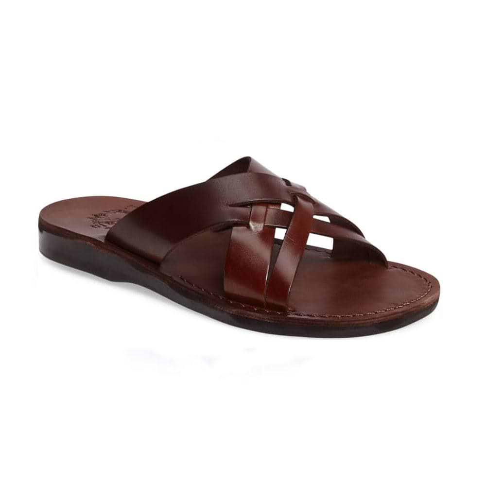 Jesse Brown Slide, Woven Strap Men's Leather Sandals