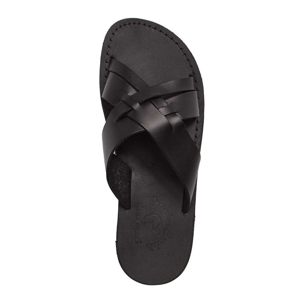 Jesse | Black Leather Woven Strap Sandal display picture 1