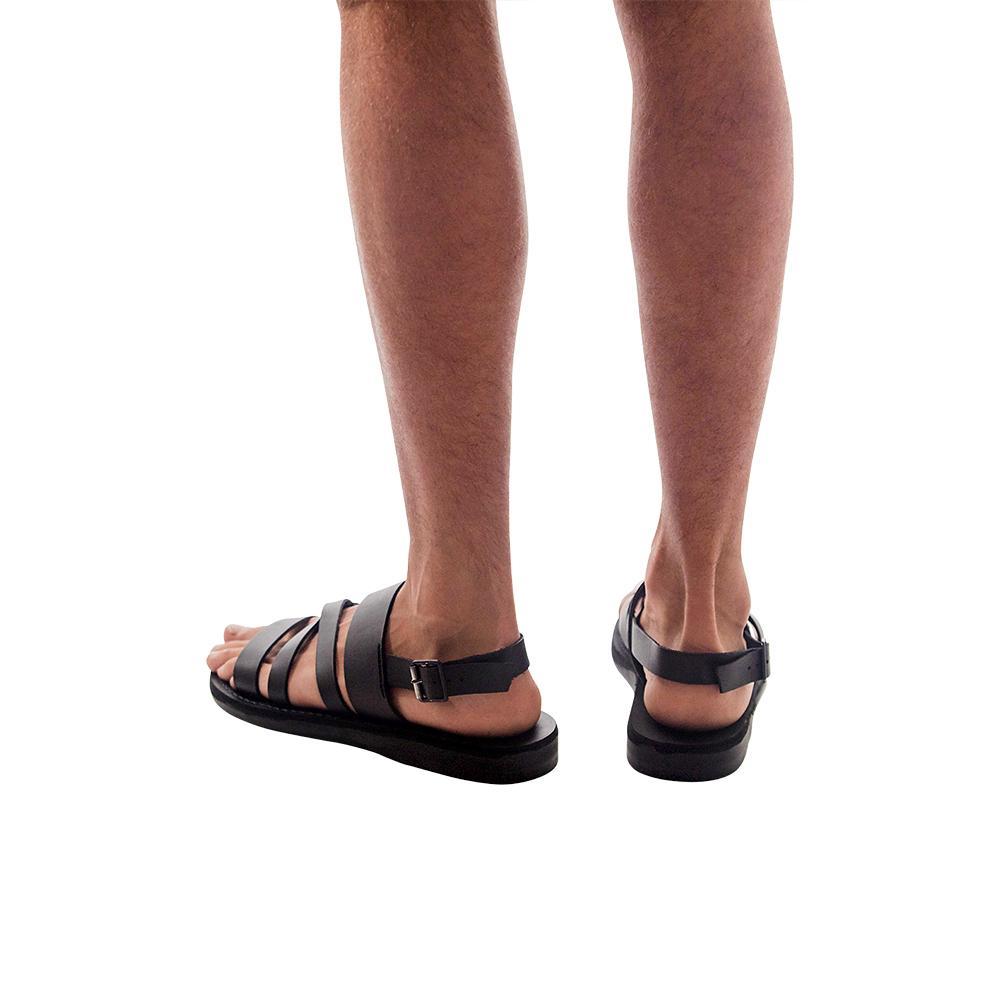 Jerusalem Sandals｜SLIPPERS (NO.514 SILAS BLACK) Silas Black Leather Sandals - Men's Buckle Sandals