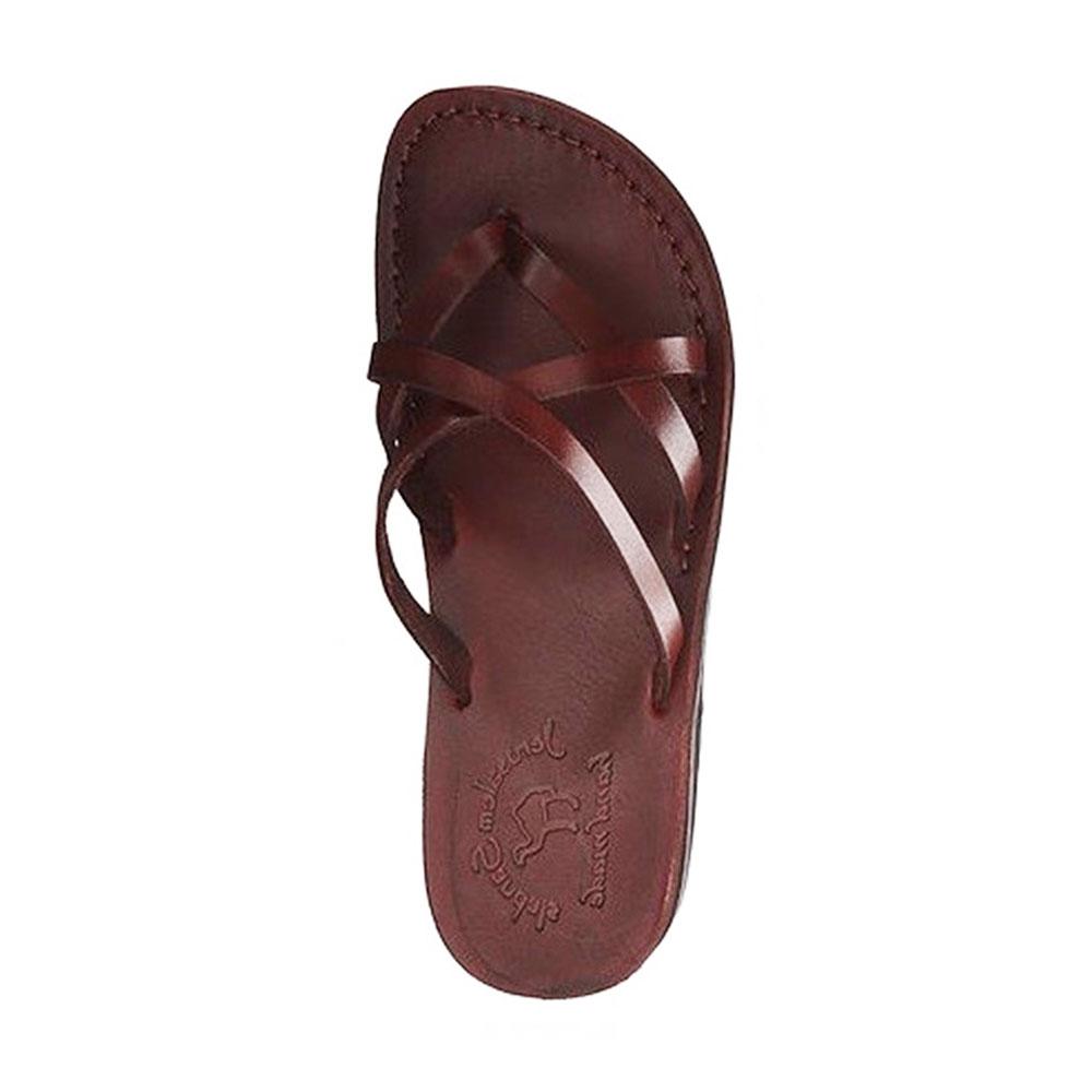 Tamar - Leather Strappy Flip Flop Sandals - Brown