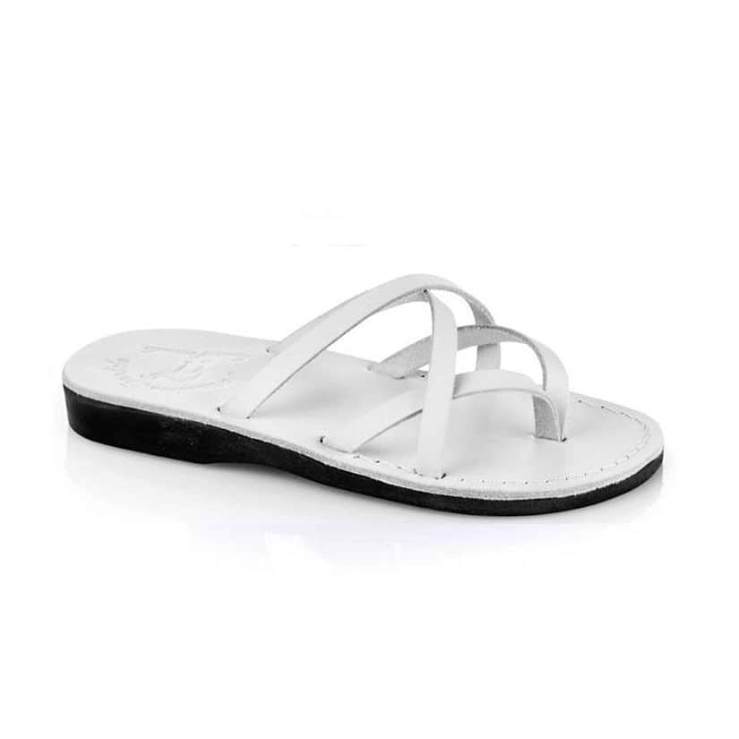 Tamarwhite, handmade leather slide sandals - Front View