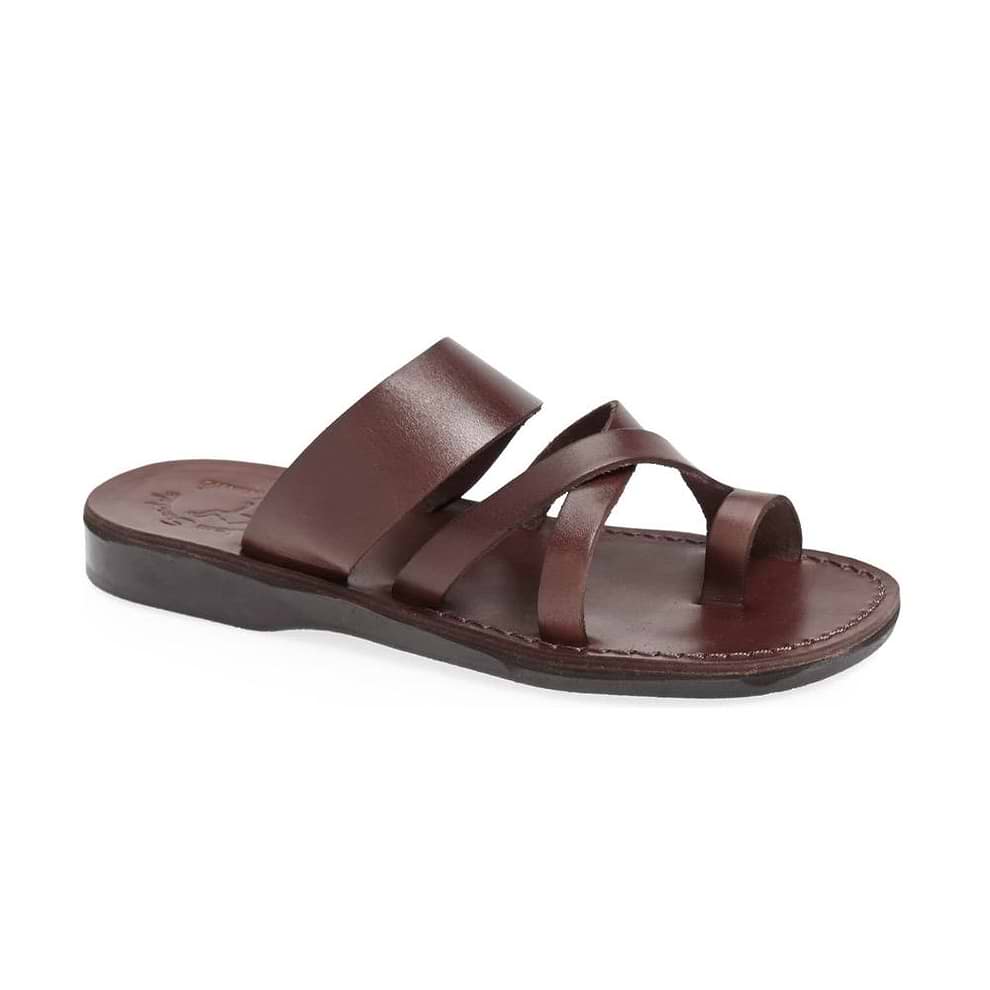 The Good Shepherd Toe Loop Leather Sandals Brown - Main Image