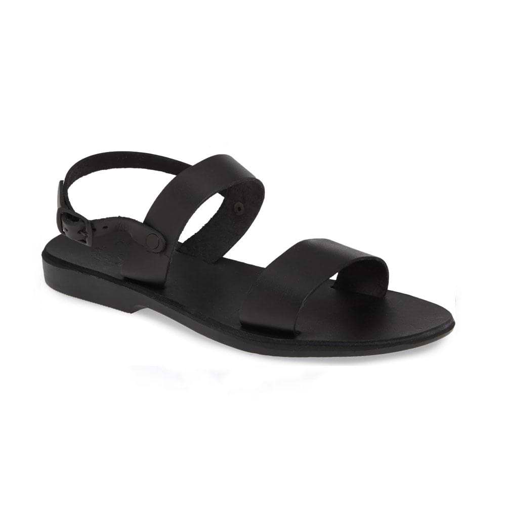 Ziv | Black Leather Double Strap Sandal