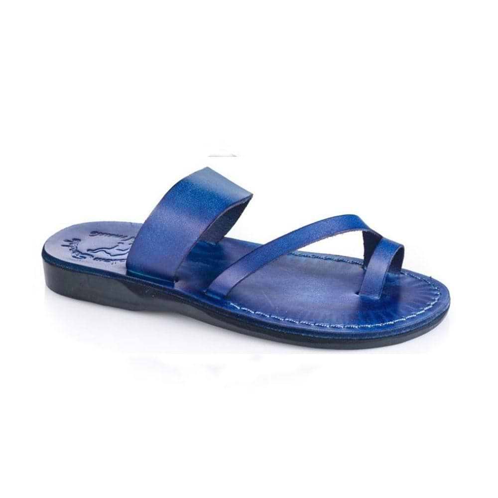 Zohar | Blue Leather Toe Ring Sandal