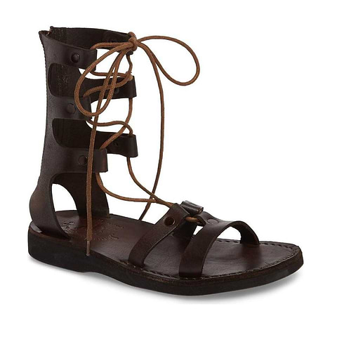 Jerusalem Sandals｜SLIPPERS (NO.27 ARIEL BROWN) Ariel | Tan Leather Cross Strap Sandal