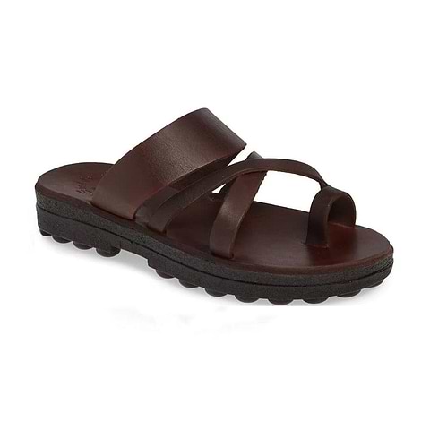 Tamar Buckle - Leather Flip-Flop Sandal - Brown