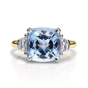 Aquamarine & Cadillac Diamond Ring - March Ring | Paul Bram