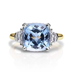 Aquamarine & Cadillac Diamond Ring - March Ring | Paul Bram Aquamarine & Cadillac Diamond Ring - March Ring | Paul Bram