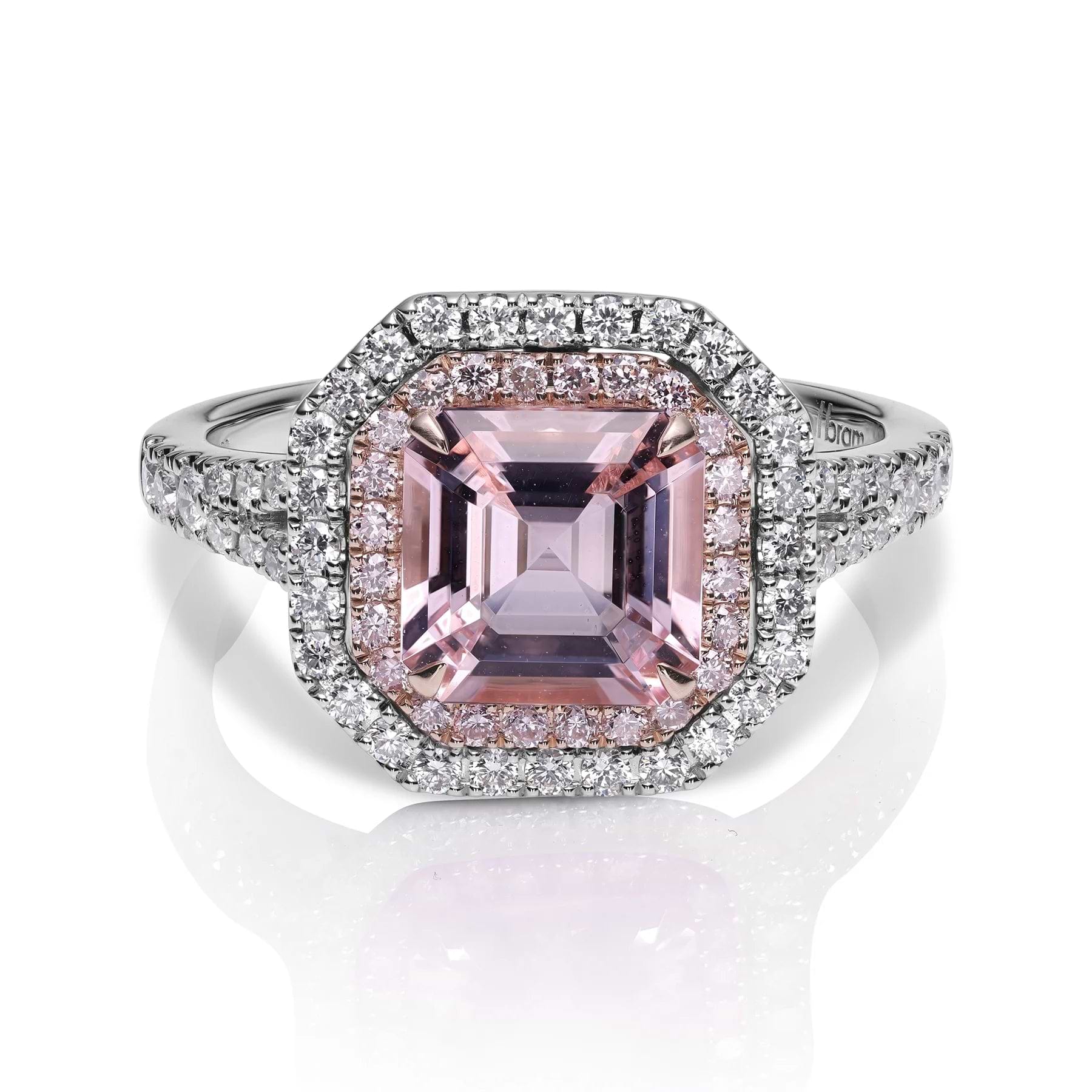 Morganite Diamond Halo Ring Fiona Two Tone 18ct White