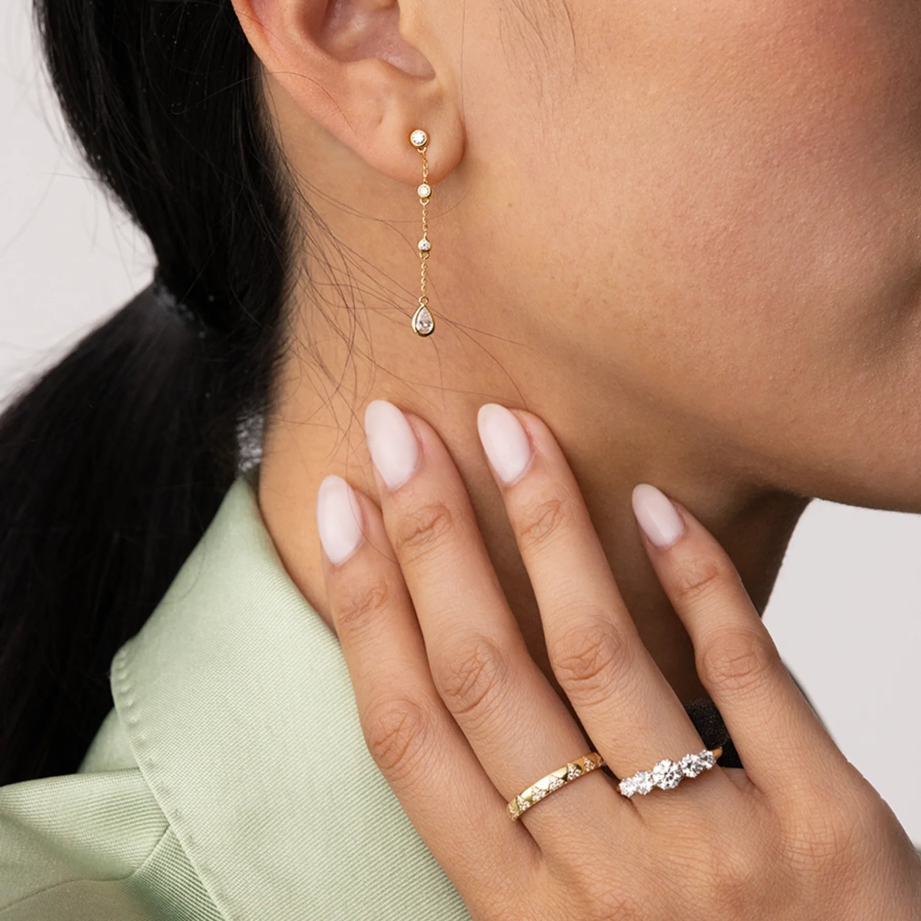 Pera - Pear Shape & Round Diamond Earrings Earrings | Paul Bram