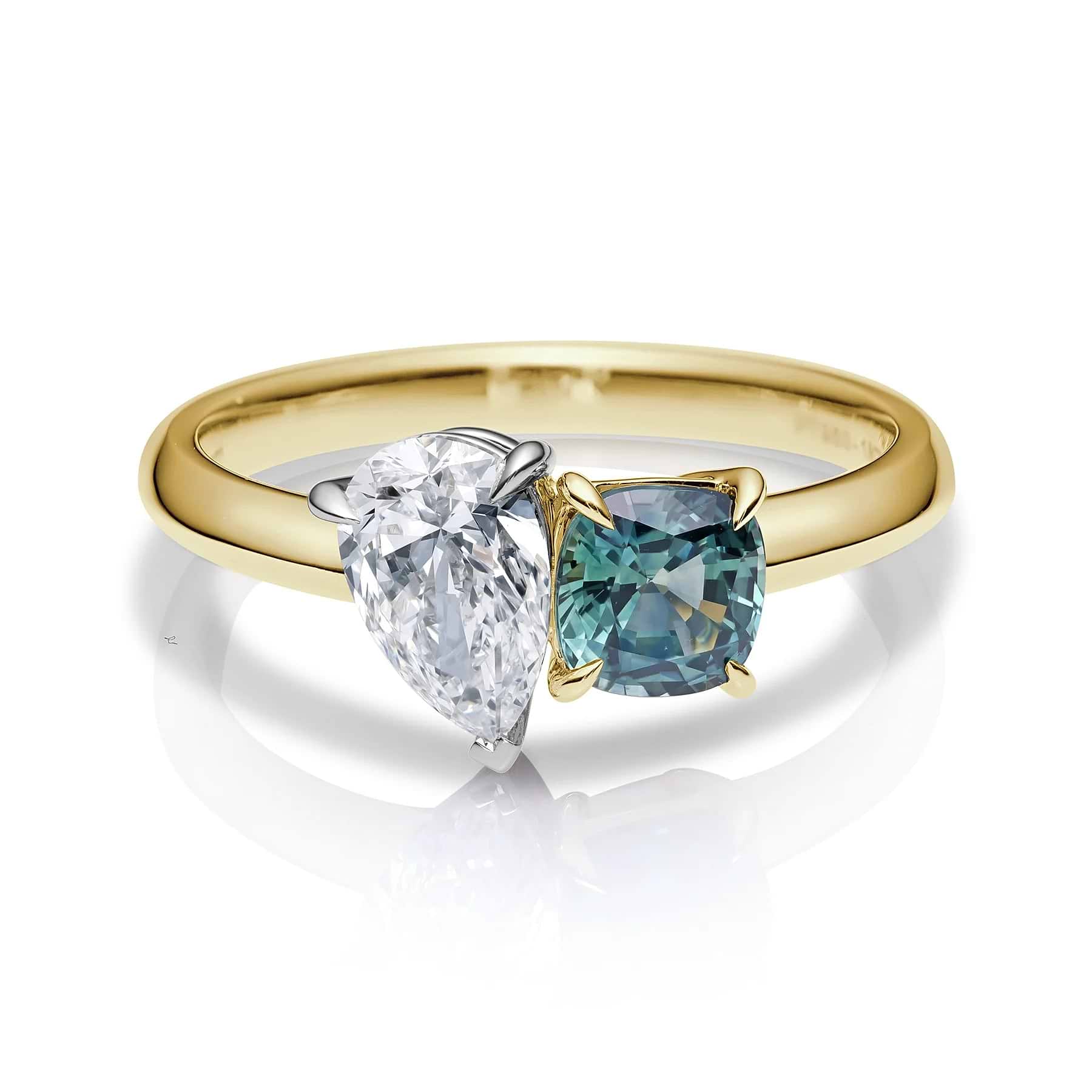 Toi et Moi - Green Sapphire & Pear
